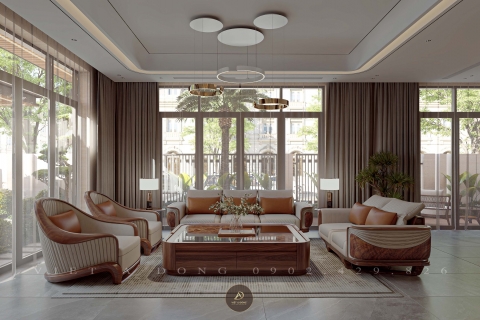 Thiết kế - Thi công nội thất biệt thự gỗ óc chó tại Vinhomes Golden River Bason